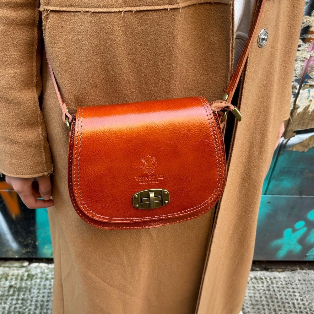 Real Italian Leather Brown Crossbody Bag